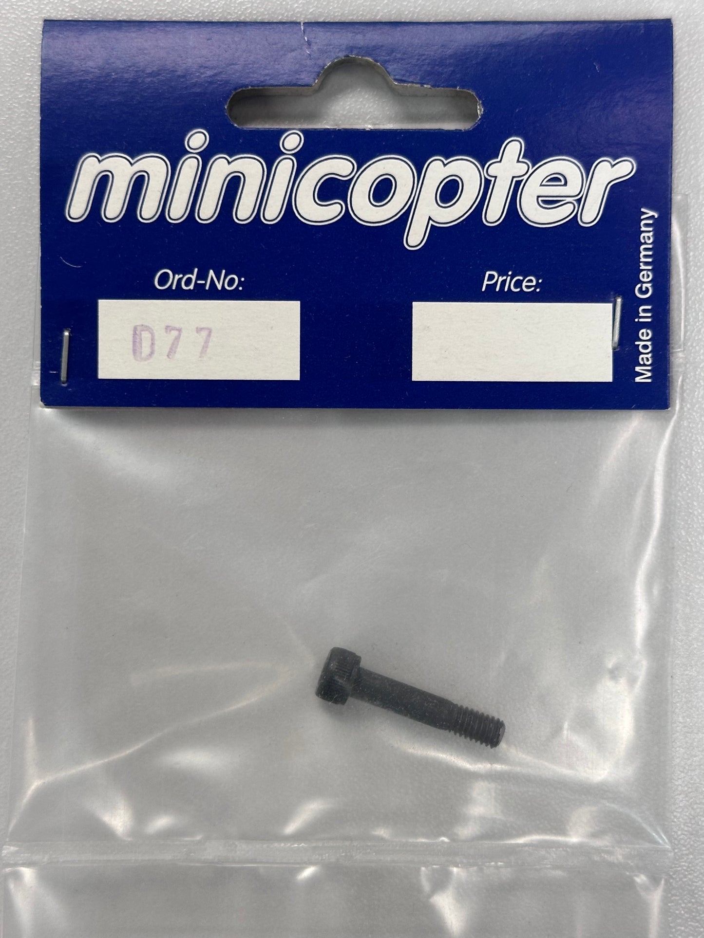 D077 minicopter Jesus bolt, maingear hub