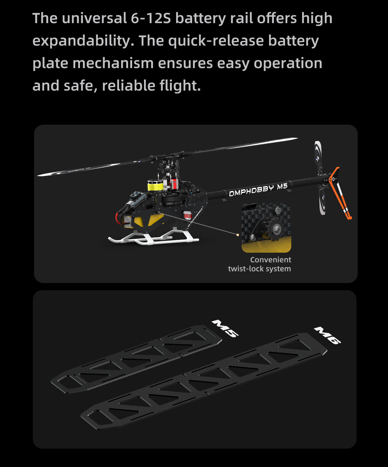 *NEW* OMPHOBBY M5 RC Helicopter Frame Kit Only (Pre-Order)